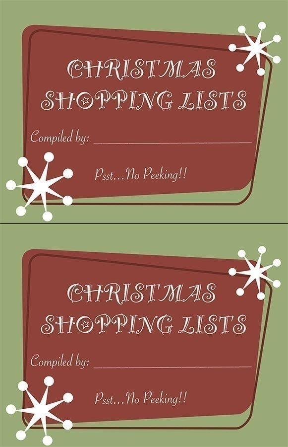 Christmas Shopping List Tag Template