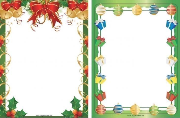 Ribbons Bells And Holly Christmas Page Border Template