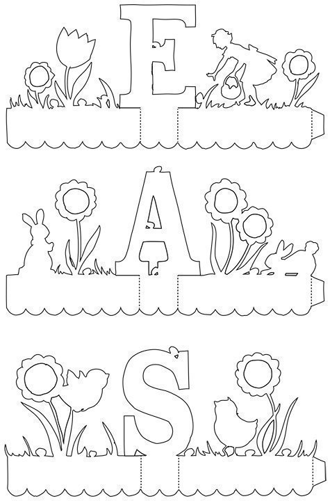 Easter Letter Decoration Templates To Color