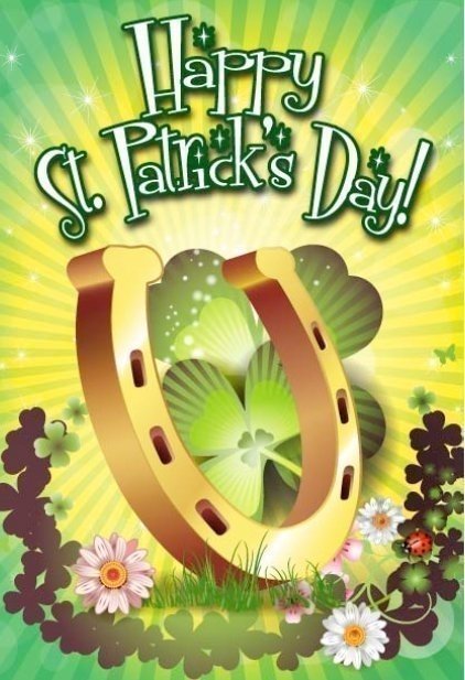 Horseshoe And Shamrocks St Patrick's Day Card Template