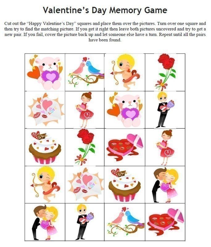 Valentine's Day Memory Game Template